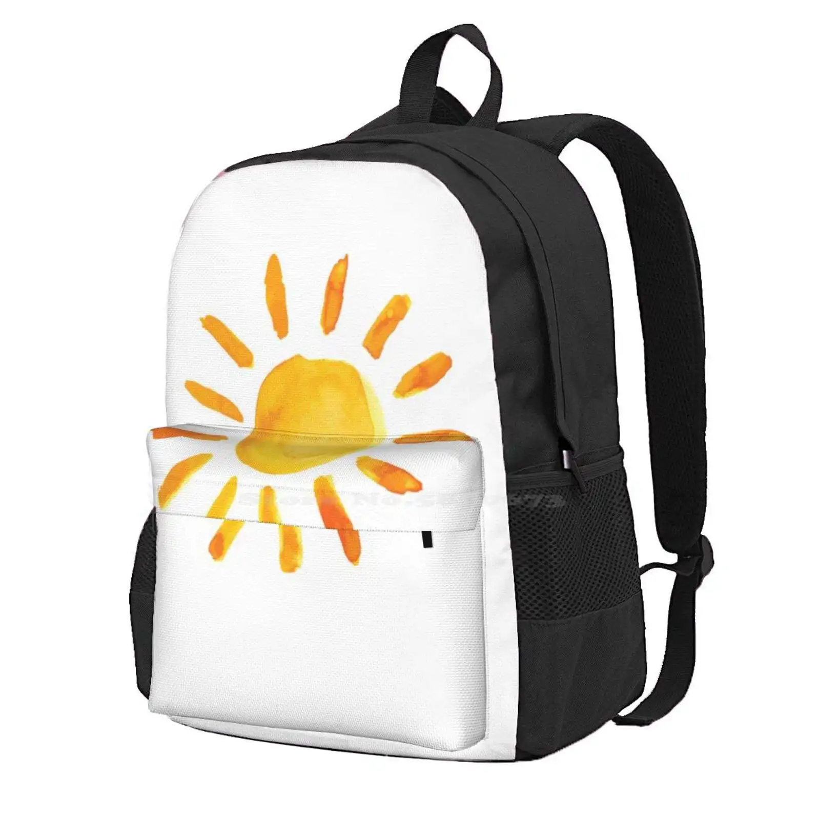 Brushed Watercolor Painted Sun Hot Sale Schoolbag Backpack Fashion Bags Beach Elephants Pineapple Mandala Sunflowers Hamsa Hand