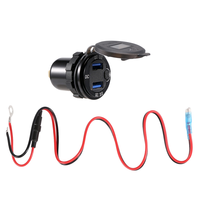 QB-QC 3.0 Dual USB Car Charger Socket 12V/24V USB Charger With Contact Switch For Boat Motorcycle Truck Golf Cart