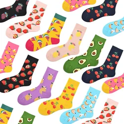 1 Pair Cotton Harajuku Unisex Street Skateboard Women Happy Socks Fruit Apple Pear Banana Lemon Cherry Funny Girls Sox Gift