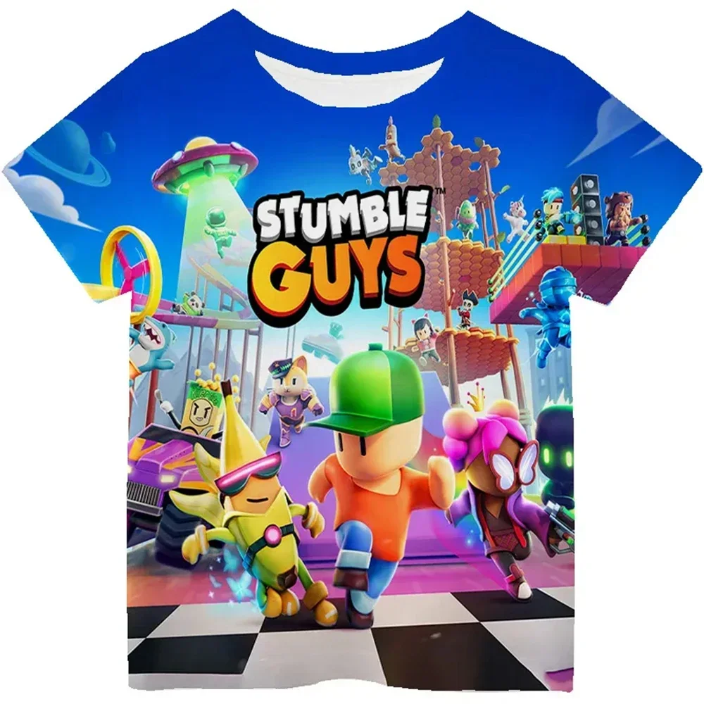 Stumble Guys Game Printed Kids T Shirt Children Clothing From 4 To 14 Years Tees Casual Tops Clothing For Girls Boys Tshirt 2024