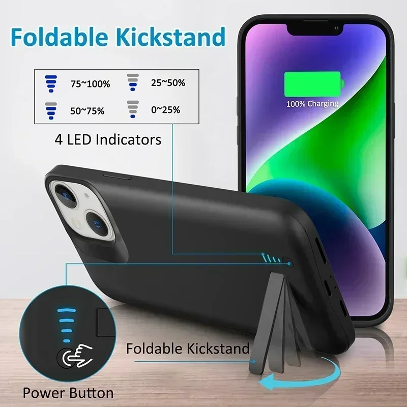 

Тонкий чехол-аккумулятор 10000 мАч для iPhone 17 Air, 16 Plus, 15, 14 Pro Max, совместимый с чехлом для iPhone 17 Pro Max