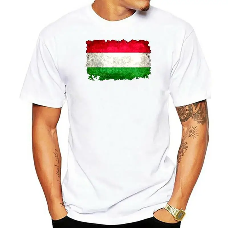 Shirt Custom Printing Grunge Hungary Flag Men T Shirt Printing White Short Sleeve  Big Size