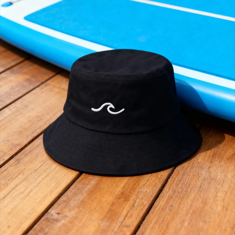 Bucket Hat Cotton Fisherman Hat for Women Men Summer Beach Sun Protection Wide Brim Wave Print Casual Outdoor Breathable Sun Hat