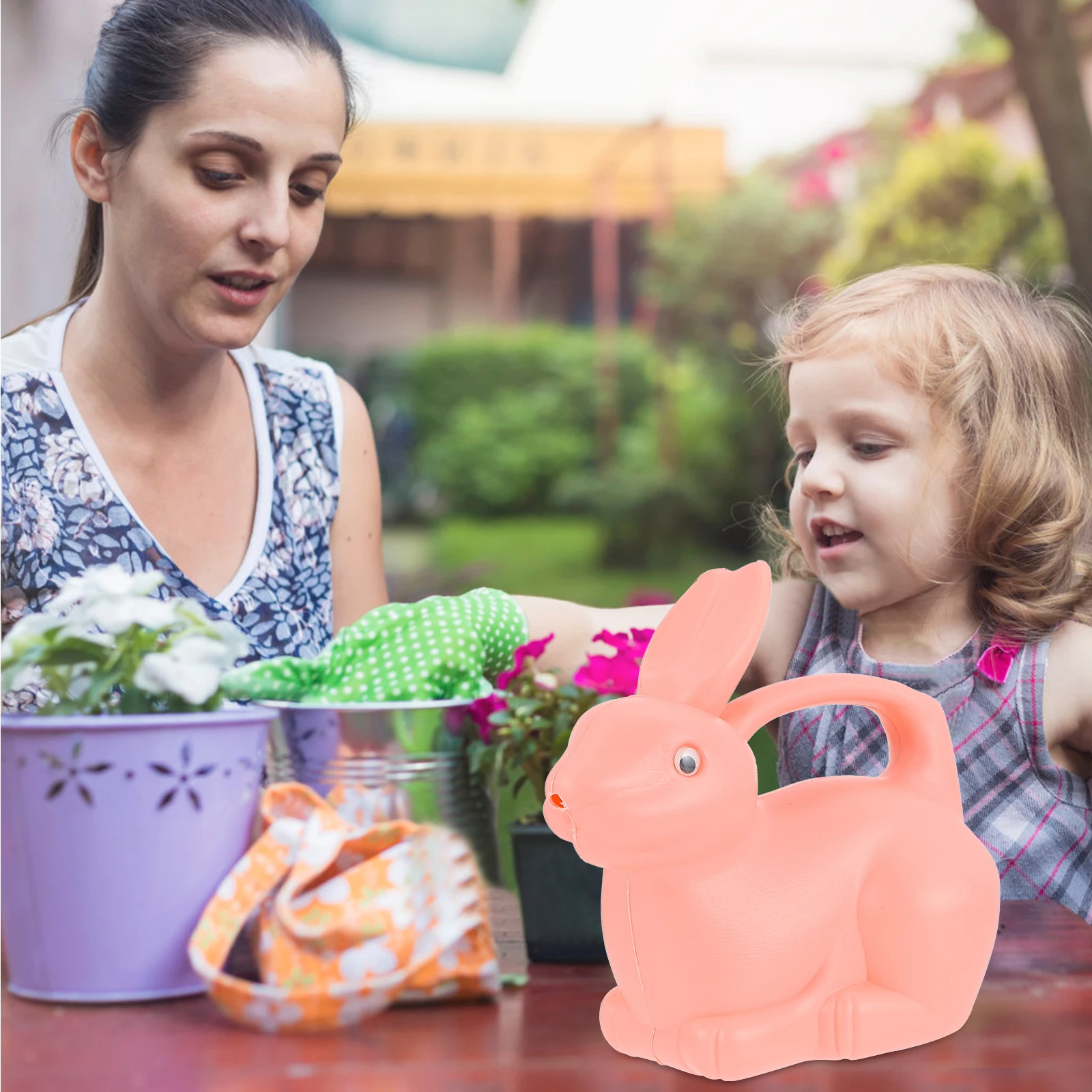 

2pcs Animal Shape Watering Cans Cartoon Design Kids Beach Tools Mini Toy Set Handle Children Plastic Durable Parent Child