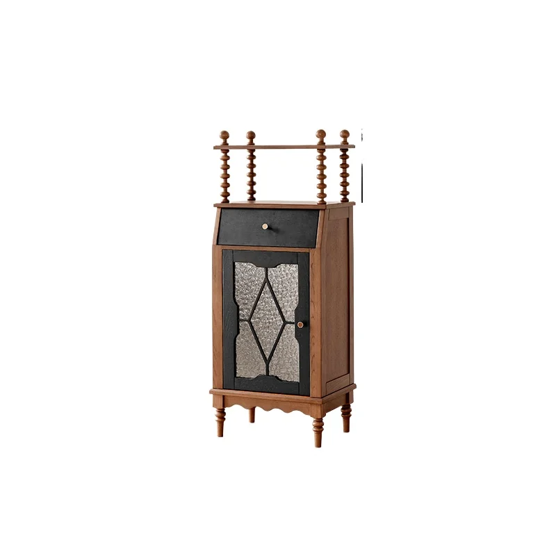

French retro decorative cabinet antique solid wood display cabinet living room dining side cabinet