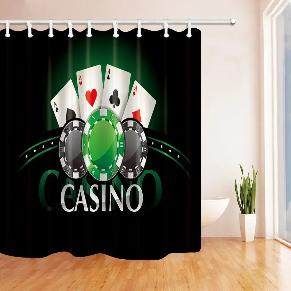 Casino Decor Shower Curtain Bathroom Waterproof Bath Curtain Shower Curtains Toilet Door Curtain