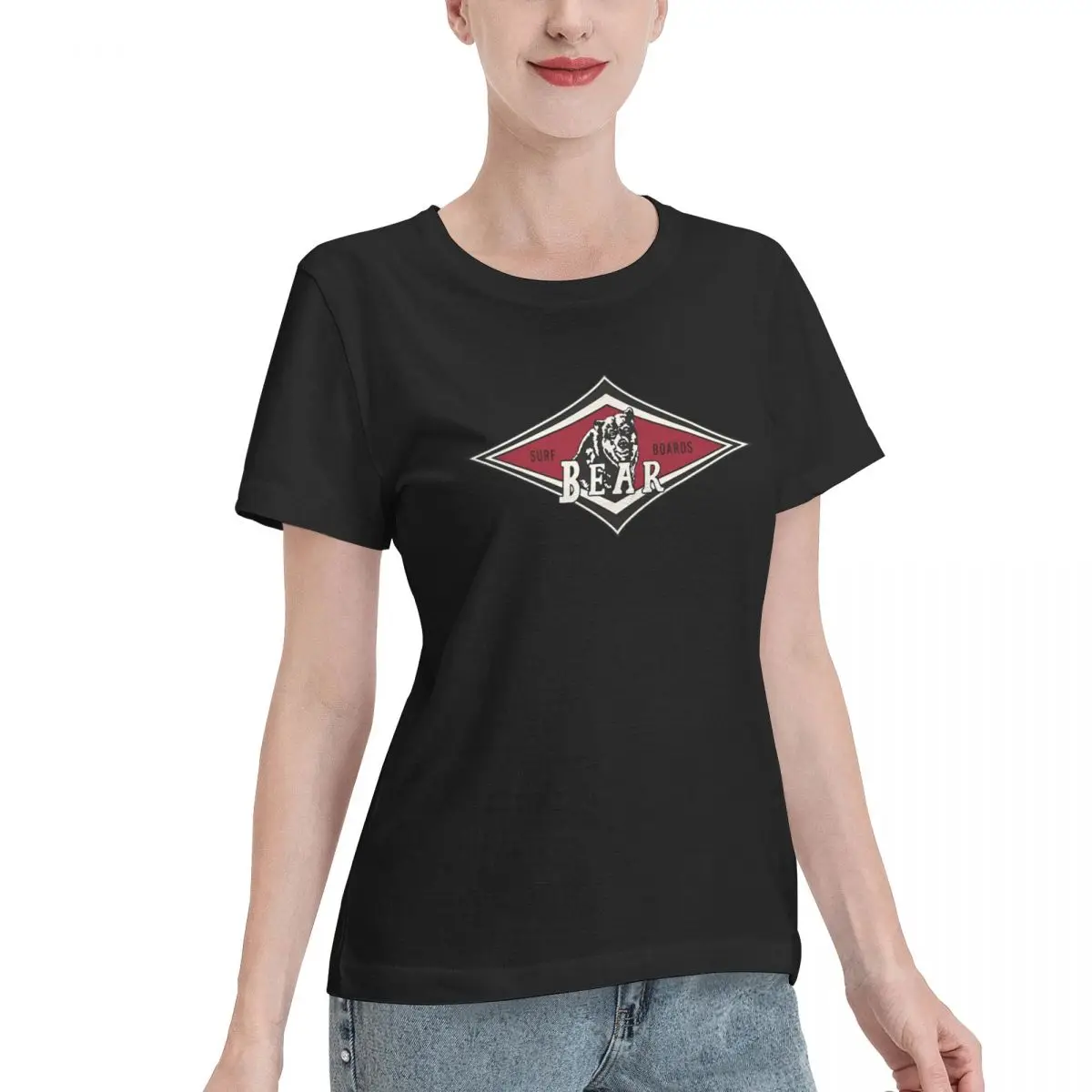 Easy To Pair Vintage Surfing Bear Big Wednesday Cult Surfboard Surf Logo Women's T-shirt Daily Casual Loose Women Tshirt