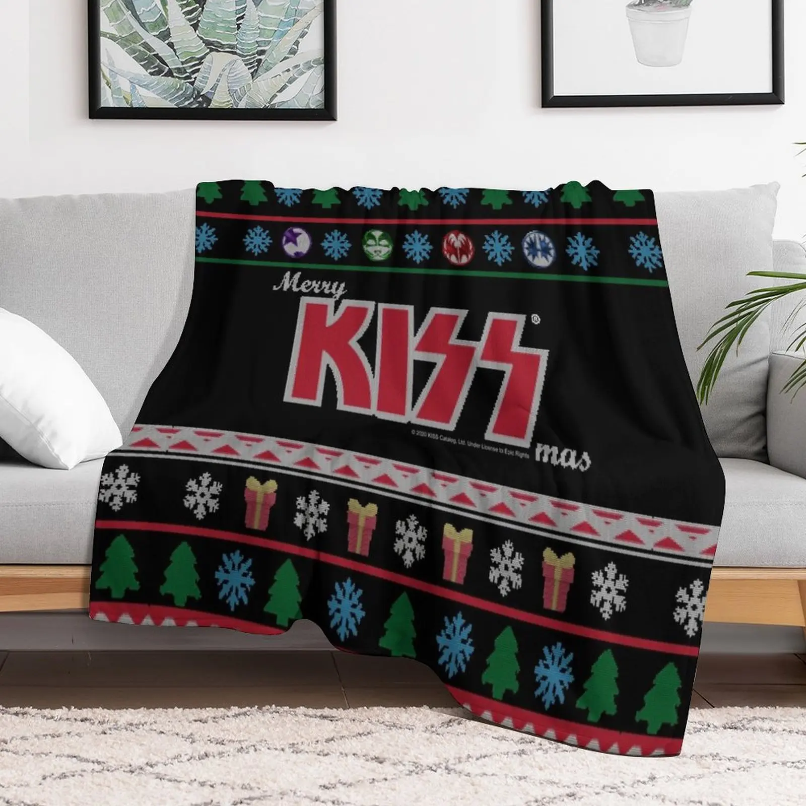 KISS ? the Band - Merry KissMas Ugly Sweater Throw Blanket Summer Decorative Sofa Bed linens Sofa Throw Blankets