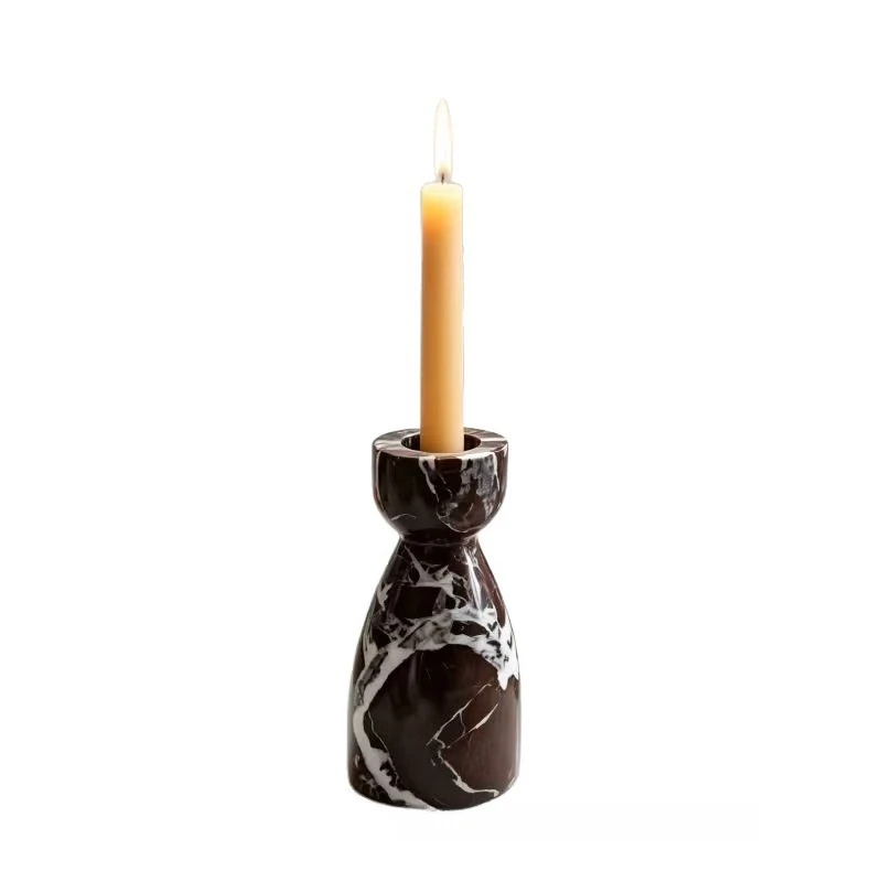 Natural red marble vase candlestick minimalist living room bedroom decoration homestay soft candlestick