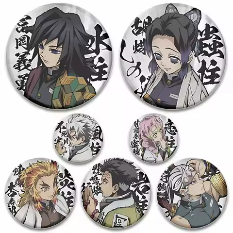 Creative Demon Anime Icons Badges Tinplate Coin Brooch on Backpack Clothing Accessories Obanai Iguro Mitsuri Lapel Pin Gifts