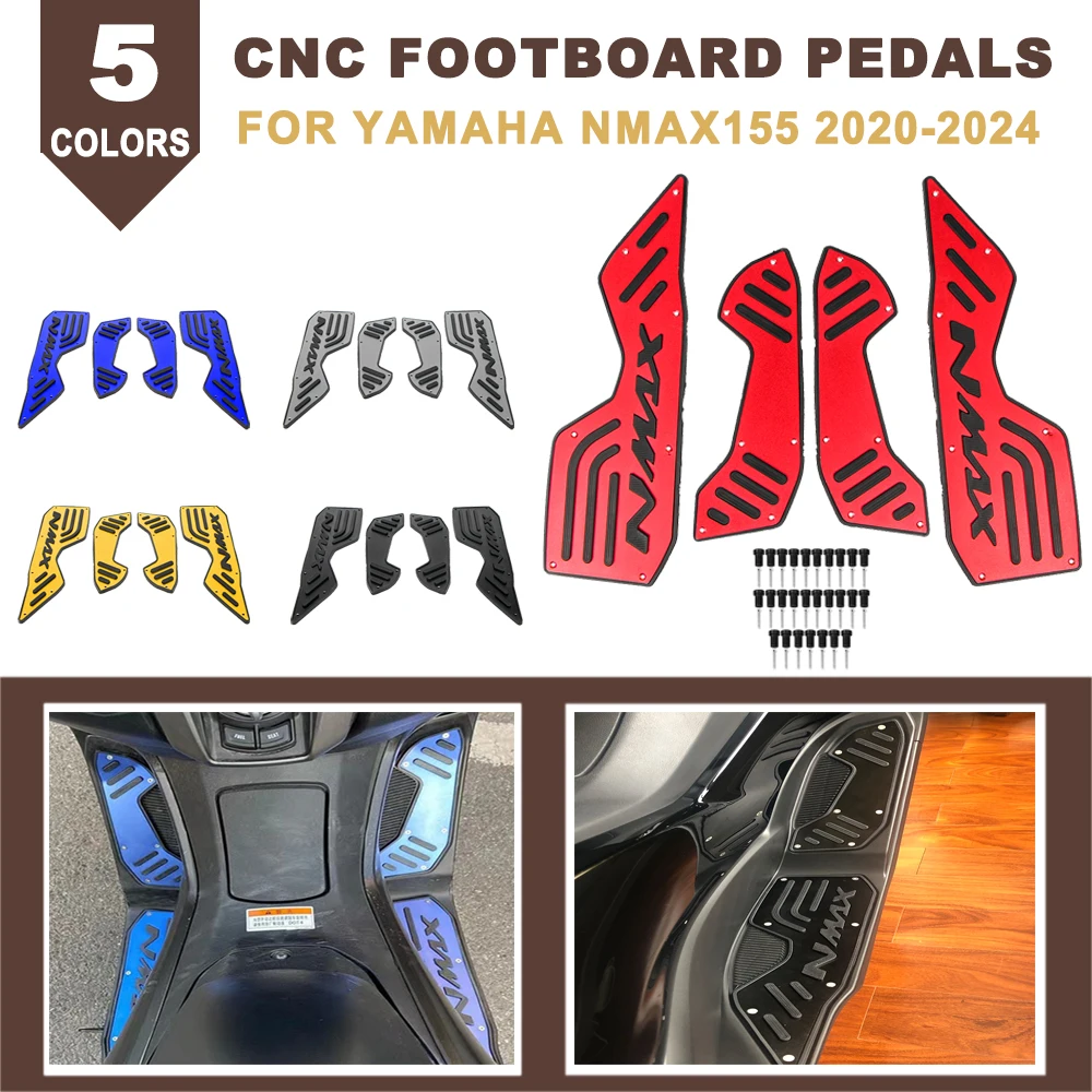 

Motorcycle Footboard Steps Footrests Foot Pads Pedals Anti Slip Footpads Plate For Yamaha NMAX125 NMAX155 NMAX 125 155 2020-2024