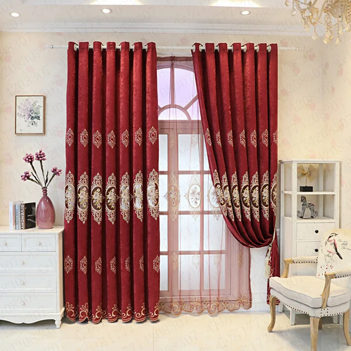 (119) Customized New High-end Embroidered Curtains, Window Screens, Double-layer Gauze for Living Room, Bedroom and Balcony