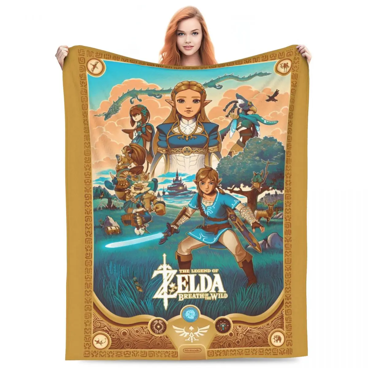 

Игровые одеяла Z-Zelda из мультфильма, флисовые весенне-осенние дышащие легкие Одеяла для кровати, спальни, постельных принадлежностей