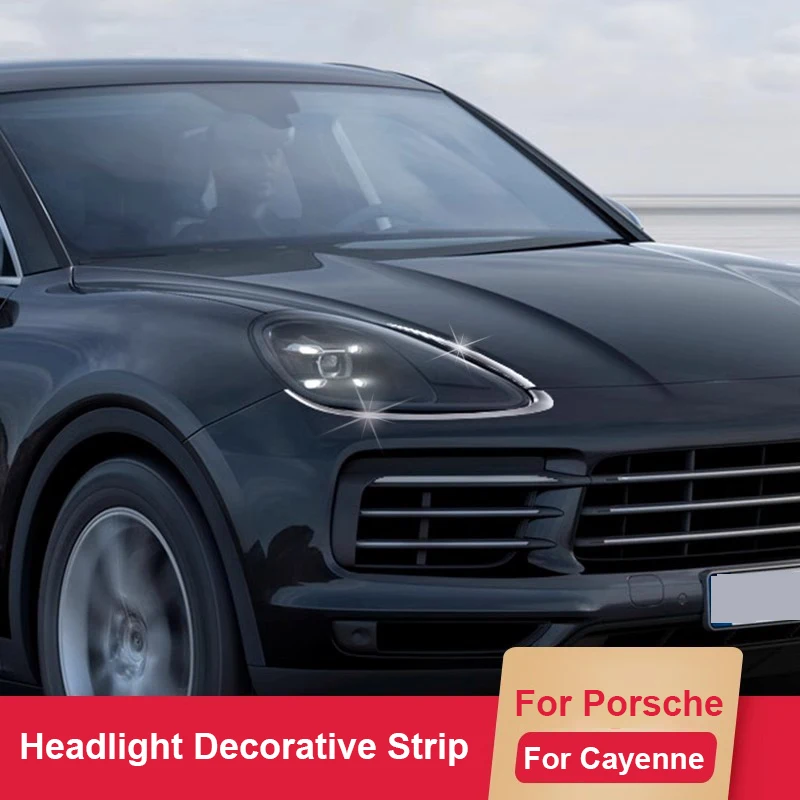 For Porsche Cayenne  2018 2019 2020 2021 2022 2023 Car Headlight Decorative Strip Frame Bright External Modified Accessories