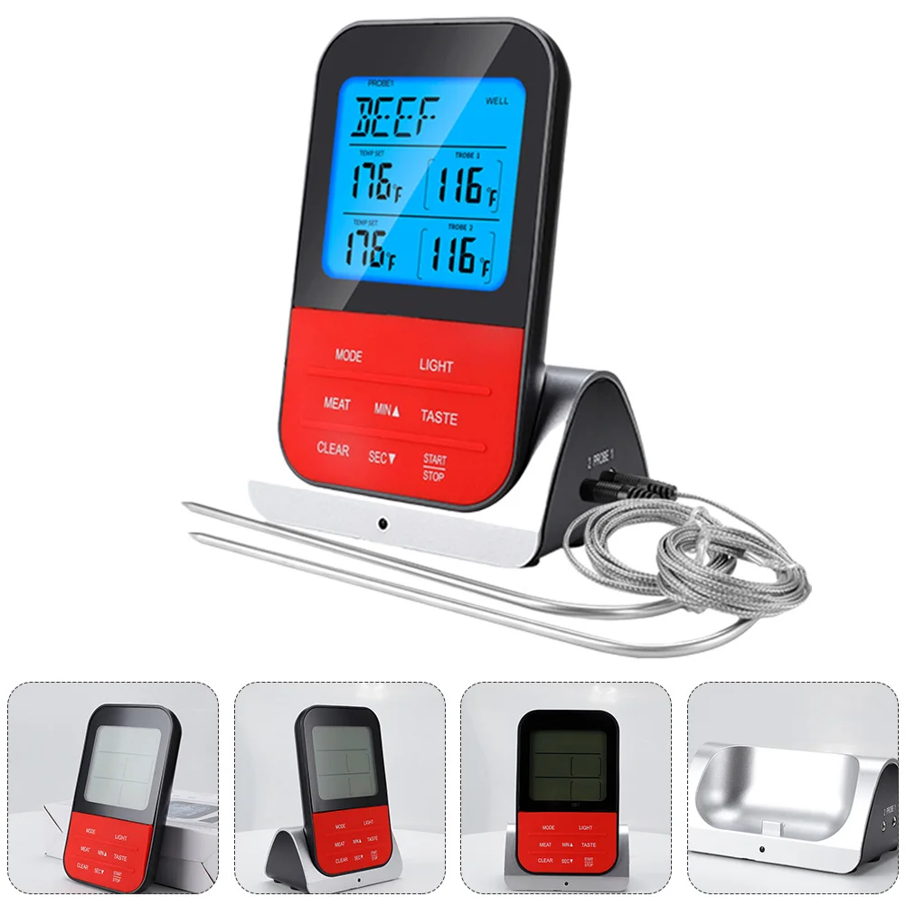 

Food Thermometer Stainless Steel Wireless Kitchen Dual Probe Meat Temperature Sensor Celsius BBQ Restaurant Use Cooking Display