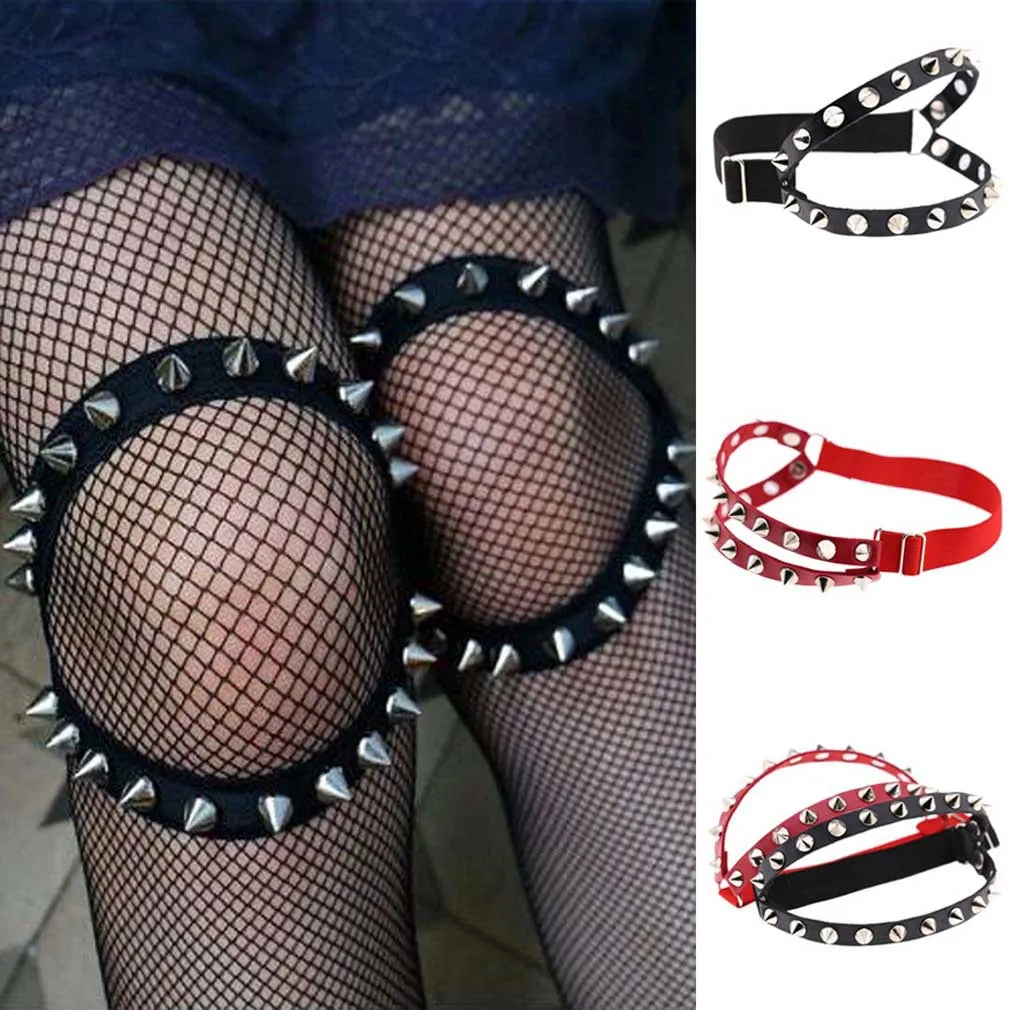 

Punk Hip-hop Leather Double Row Rivet Garter Belt Sexy Thigh Ring Body Chain Fashion Accessory