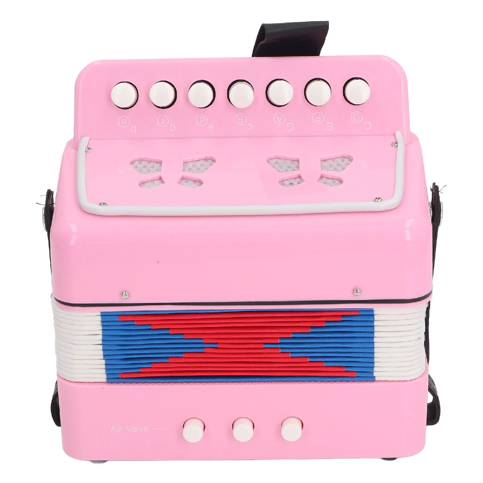 Button Accordion for Beginners 7 Keys Control 2 Bass Kids Educational Musical Instrument Stage Performance Practice Pink