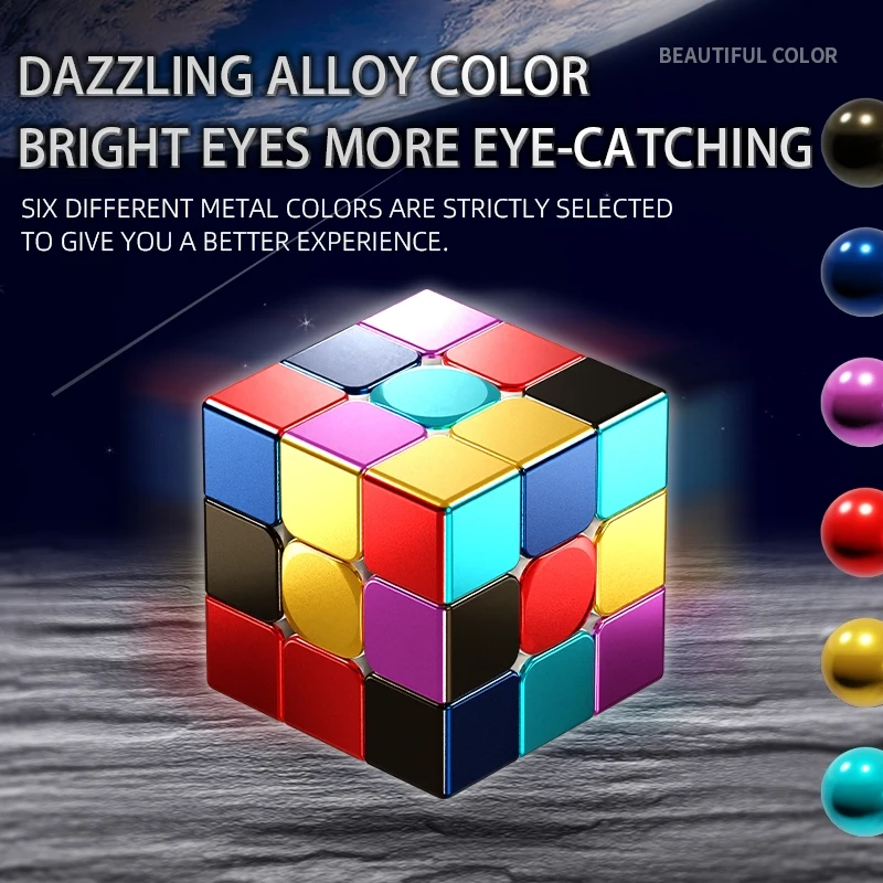 SENGSO Cube de vitesse en métal 3x3x3 alliage couleur fantôme Cube magique magnétique sans autocollant compétition professionnelle jouets éducatifs pour enfants