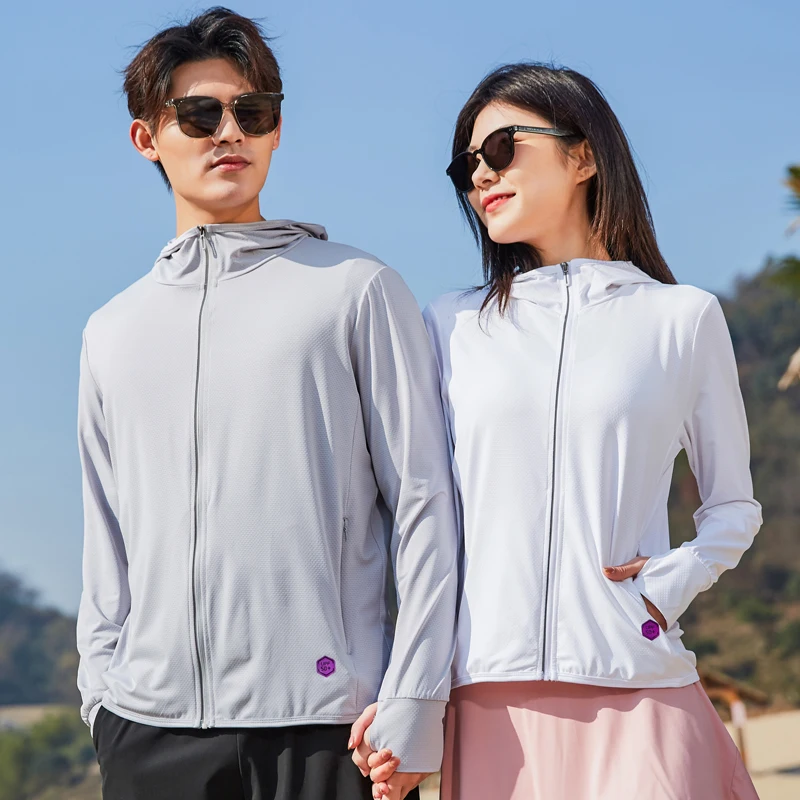 Night Running Reflective Jacket UPF50+ Couple's Hoodie with Thumb Hole Cuff Hidden Pocket Sun Protection