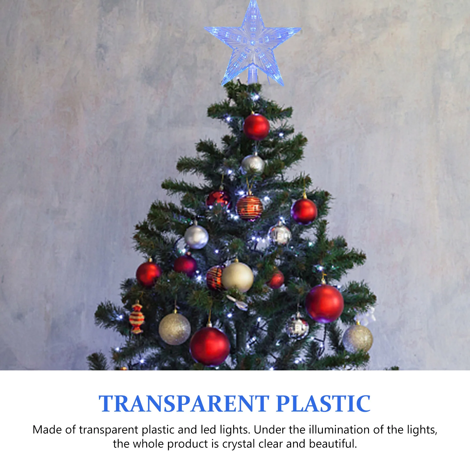 Adorno de estrella para árbol de Navidad, adorno de estrella LED para copa de árbol, decoración del hogar con enchufe europeo (blanco cálido)