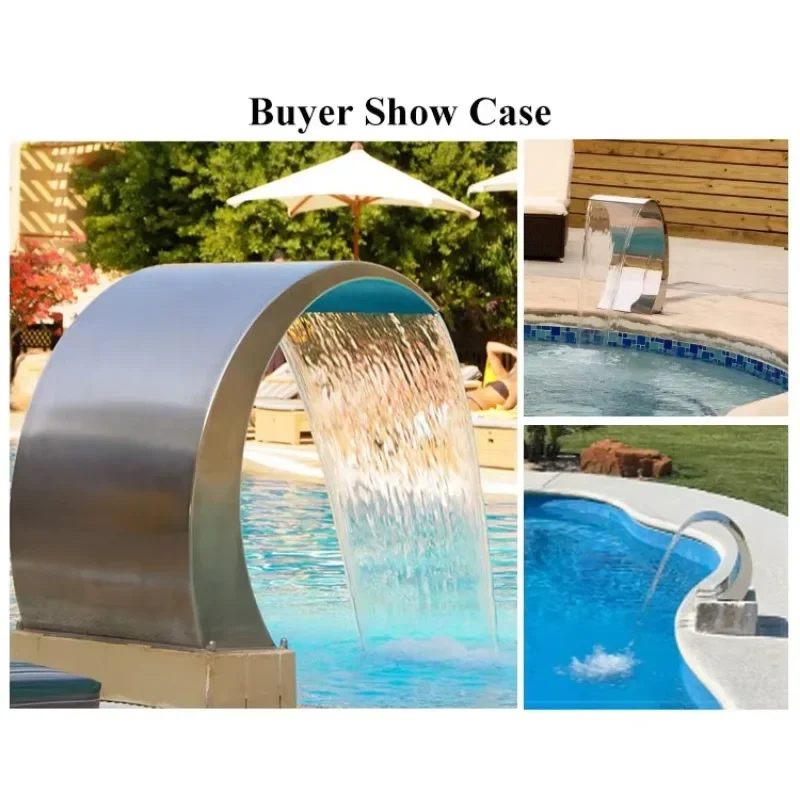 Pool Fountain Waterfall Stainless Steel Fountain Pond Garden Swimming Feature Decorative Hardware Faucet for Ground Ponds
