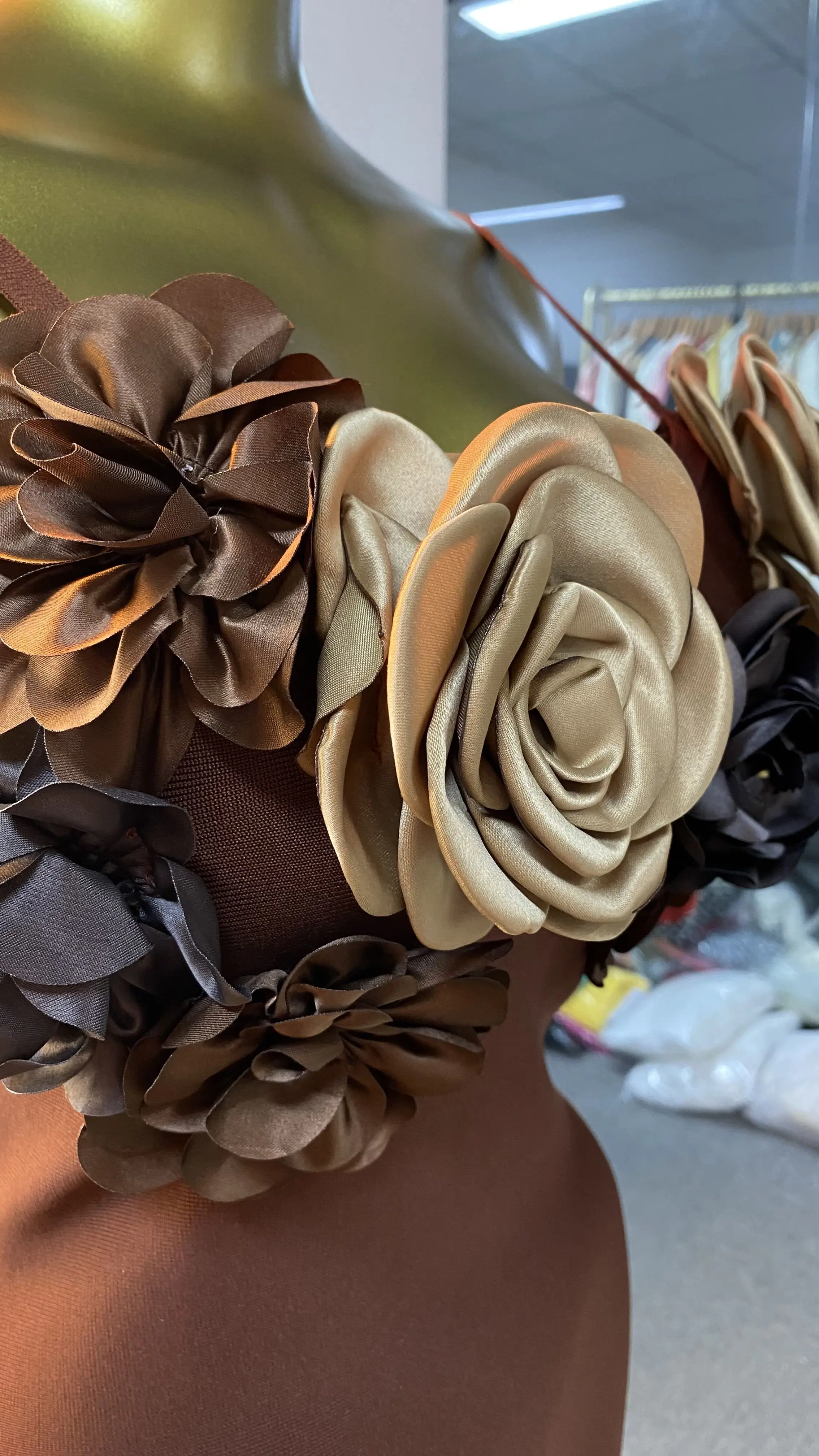 3D flower evening gown women 2025 spaghetti strap ankle length straight African formal prom dress custom made-GZMM437