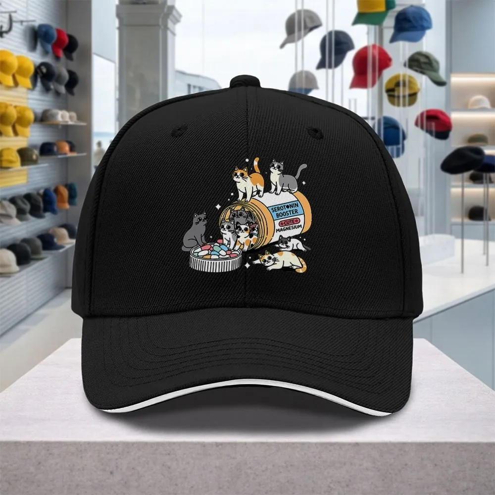 Cute Cat Capsule Adjustable Sandwich Baseball Cap Bucket Cap Dad Hat Unisex Snapback Hats For Travel Hiking Fishingotos