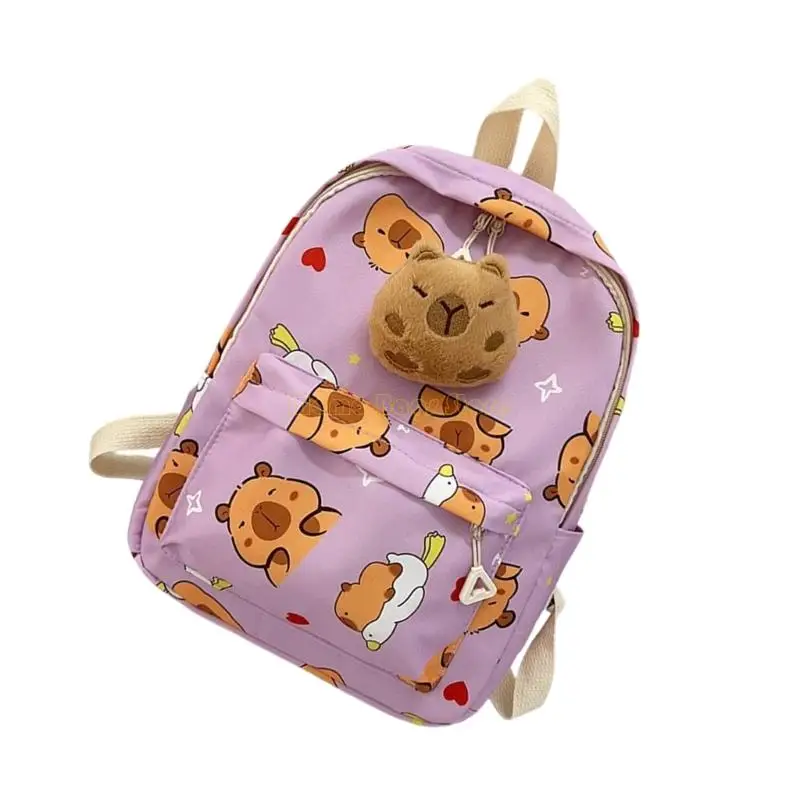 X90D Leichtes Kinder -Rucksack mit lustigen Capybara -Cartoon -Schultasche für Kind