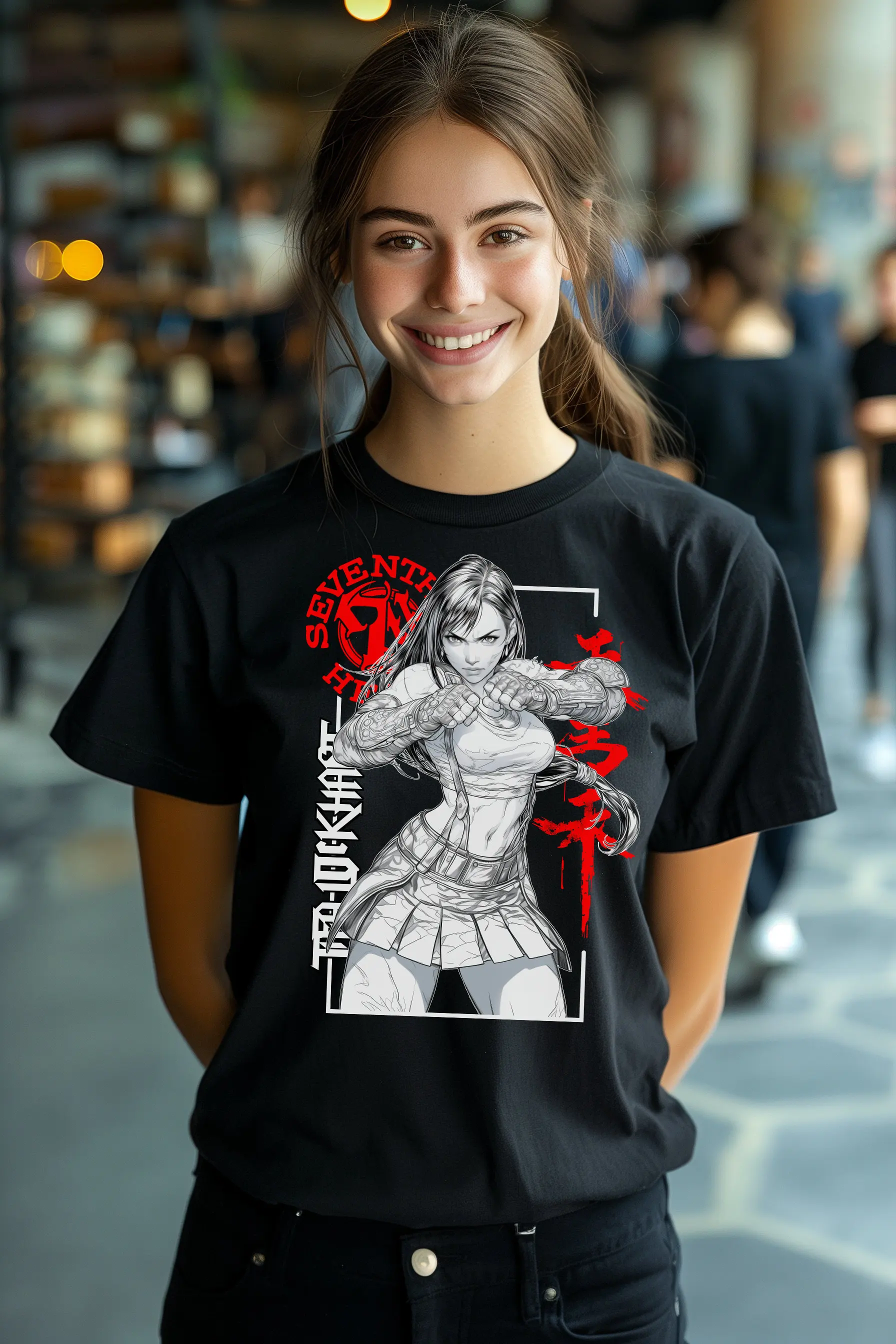 Final Fantasy VII Tifa Lockhart Seventh Heaven Graphic T-Shirt Cotton Men Women Streetwear Tee