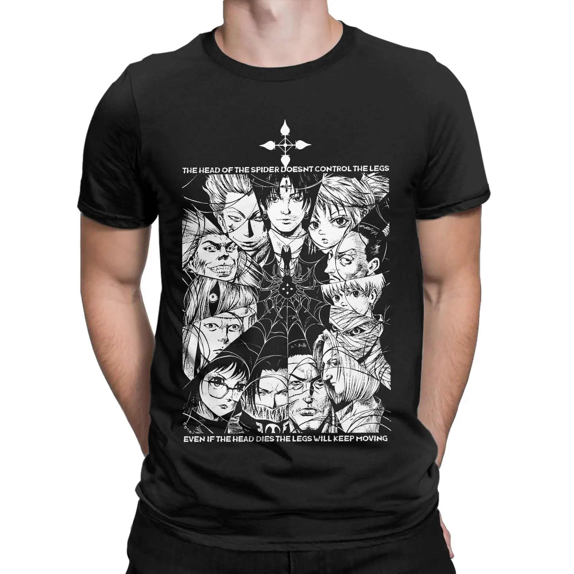 Men's Hunter X Hunter Chrollo Anime T Shirts Phantom Troupe Pure Cotton Tops Novelty Short Sleeve O Neck Tee Shirt Adult T-Shirt