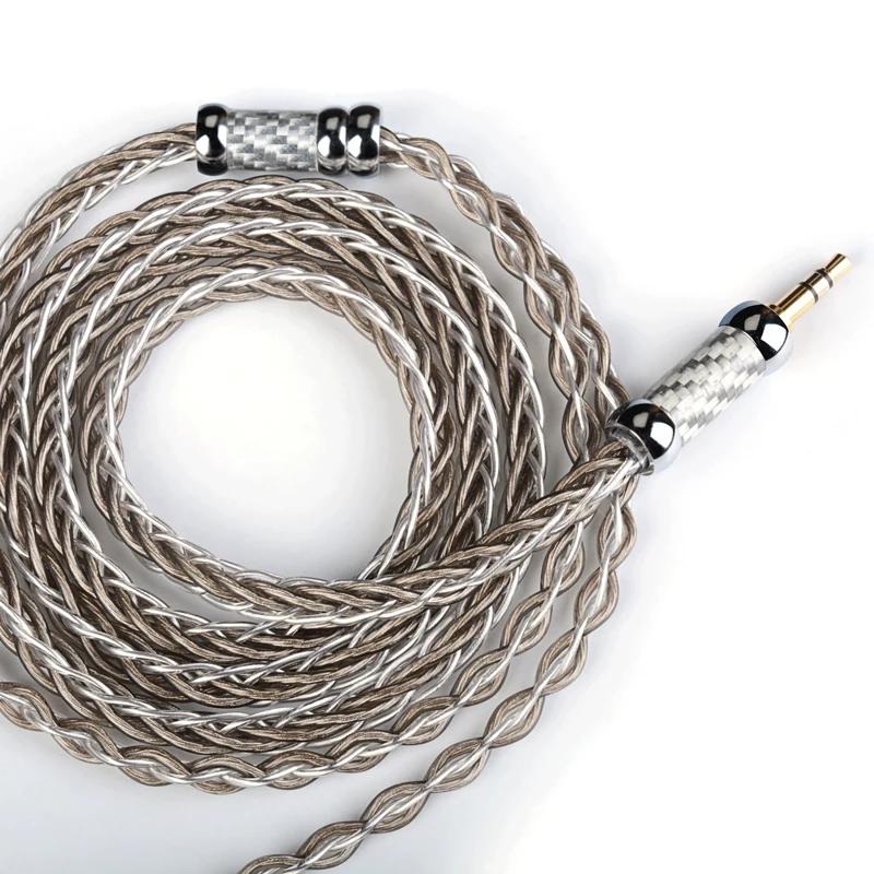 NiceHCK SilverCat 8 rdzeni posrebrzane słuchawki ze stopu aktualizacja wymień kabel 3.5/2.5/4.4mm MMCX/0.78mm 2Pin dla VERNUS Bravery