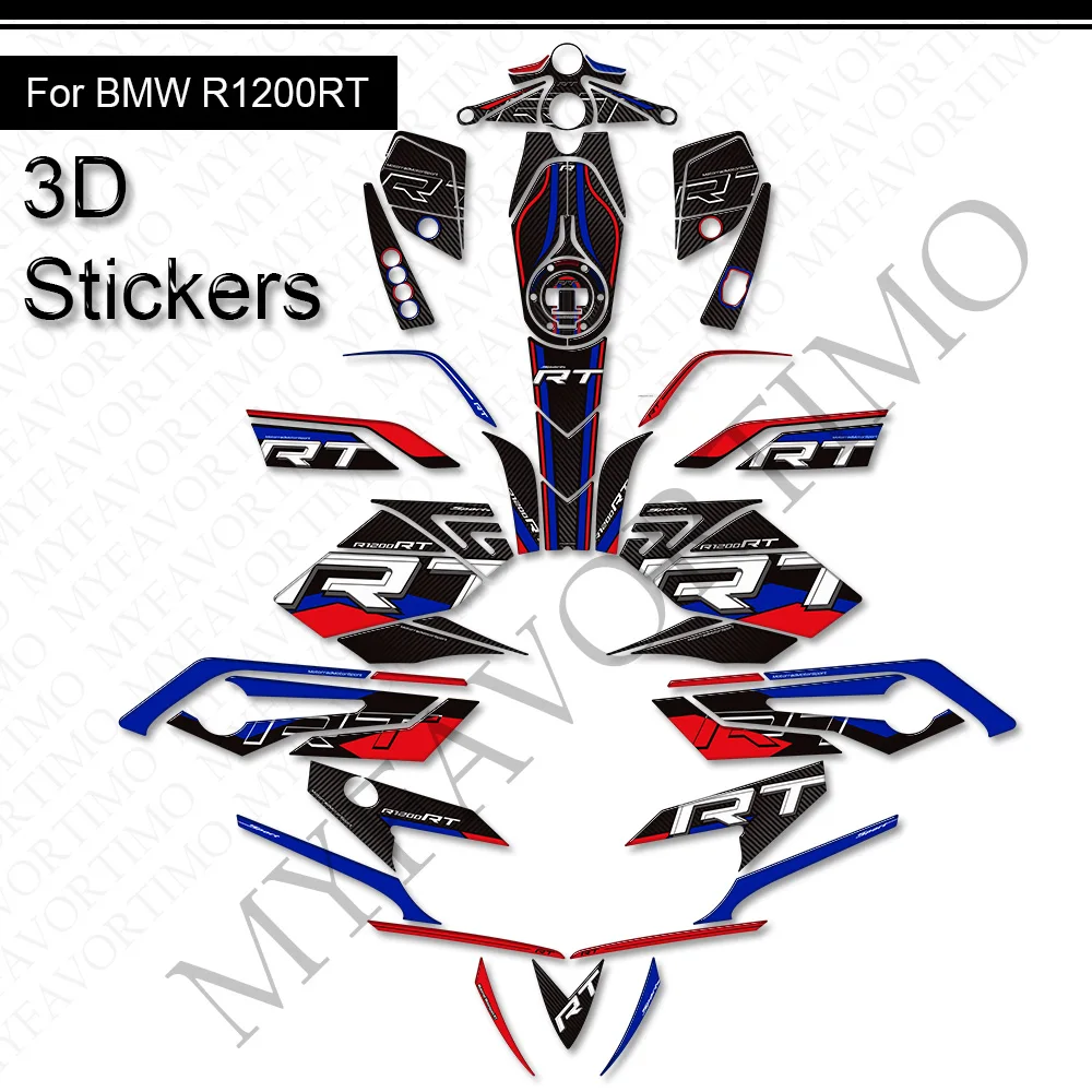For BMW Protector Tank Pad Grips Kit Knee 3D Stickers Decals Fairing Fender Mudguard Trunk Luggage Cases R1200RT R 1200 RT R1200