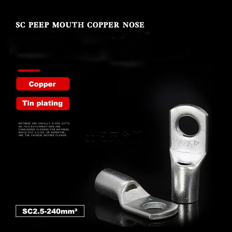 50/30Pcs Kupfer Nase SC10/16/25 Zinn Überzogen Battery Terminals Kabel Lug Loch ID 5/6/8/10/12mm Draht Stecker – Detail 5