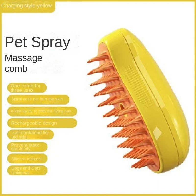 Mango pet comb cat dog electric spray brush massage comb one button spray anti fly hair massage wash