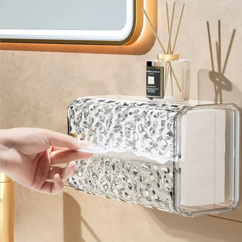 Glacial Tissue Box Wall-mounted Paper Box Household Kitchen Napkin Box Light Luxury Face Towel Storage Box