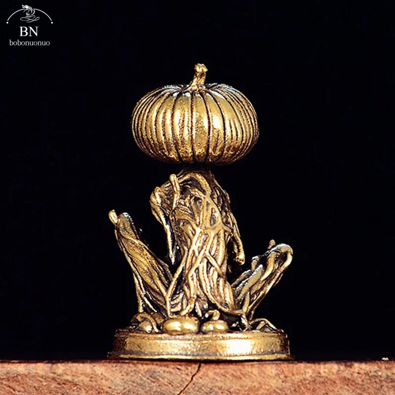 Small Figurine Ornament Halloween Pumpkin Statue Brass Pumpkin Monster Figurine Home Decor Office Desktop All Saints' Day Gifts view 3