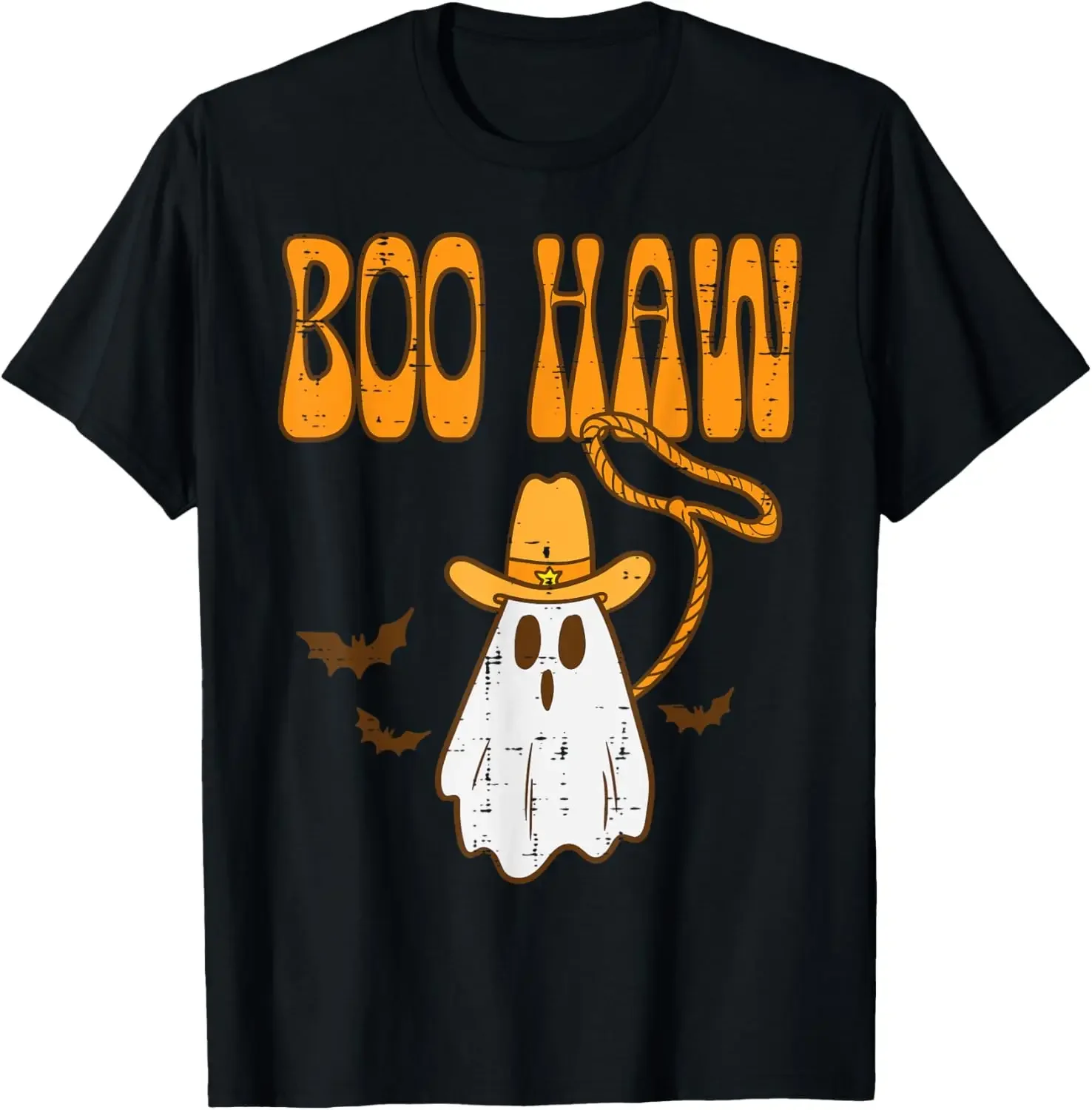 Boo Haw Cowboy Ghost Retro Vintage Groovy Halloween Boys Men T-Shirt