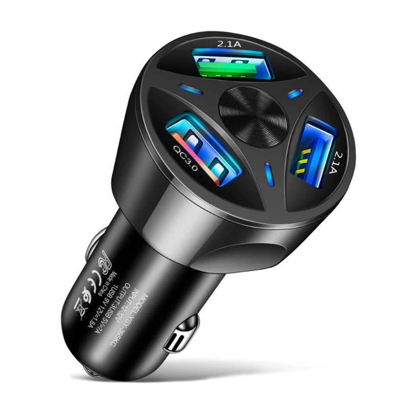 USB Car 3 In 1 USB Adapter QC3.0 Fast Charging Tablet Car Adapter