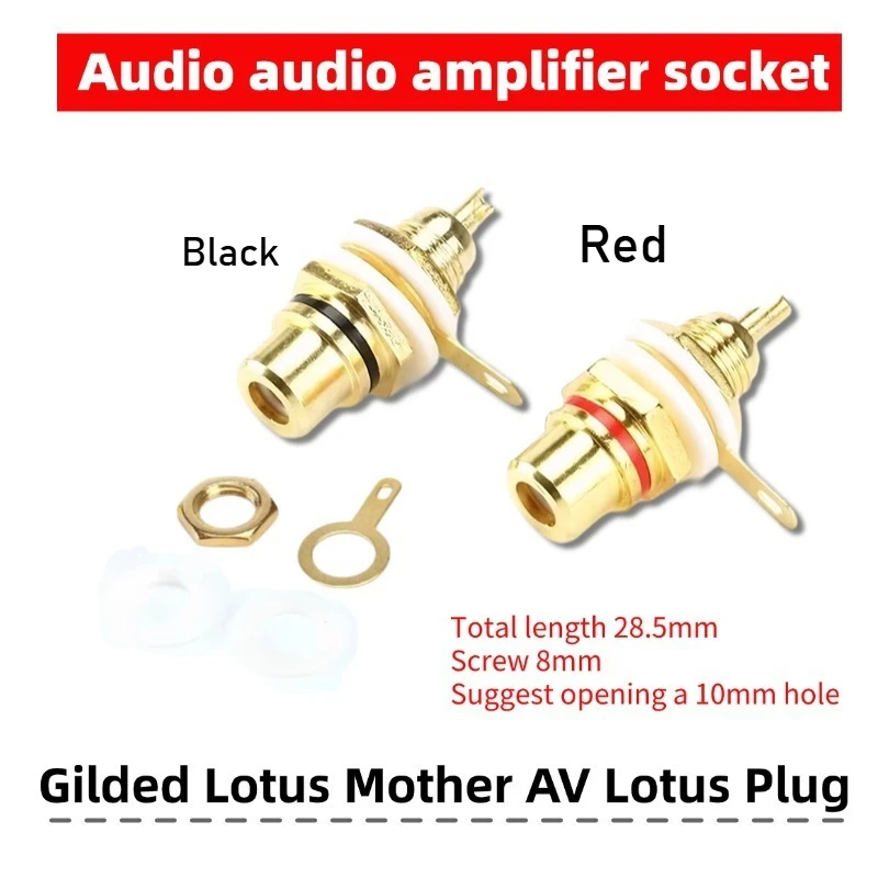 

3pcs Gold-Plated RCA Female Socket AV Audio Video Connector for Amplifier Speaker - Black/Red