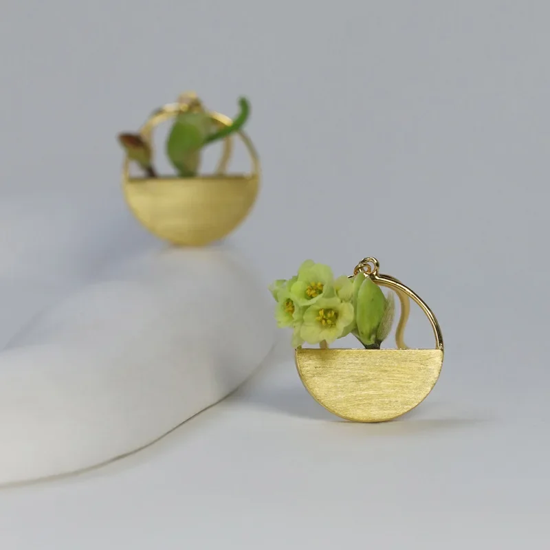 أقراط من الفضة الإسترليني نصف دائرية على شكل زهرة قابلة للترتيب على شكل سفينة زهور #2