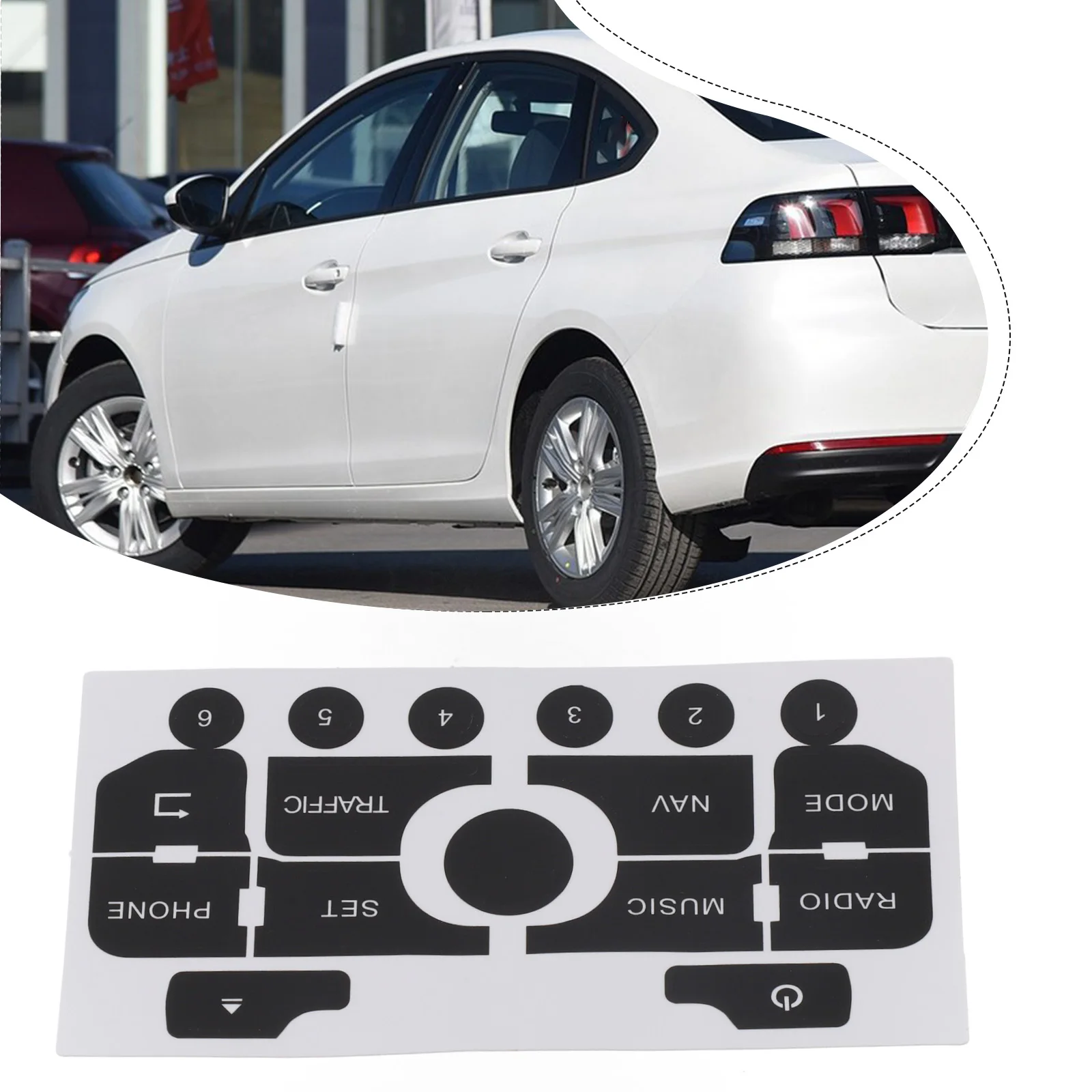 1PCS Button Repair Decal Sticker For 3008 For 308 For C5 For C3 Vinyl Interior Stickers For AC Radio Clima Switch Repair Decals