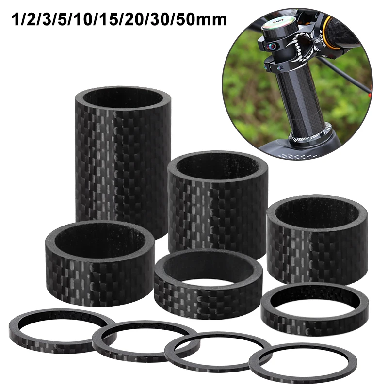 Full Carbon Bike Fork Spacers 1/2/3/5/10/15/20/30/50mm Height Road MTB Mountain Bicycle Stem Washer Gaskets 1-1/8