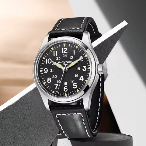 New 2026 design men's business quartz watch cuero genuine Vidrio mineral mirror sports men's casual watches 50m waterproof men