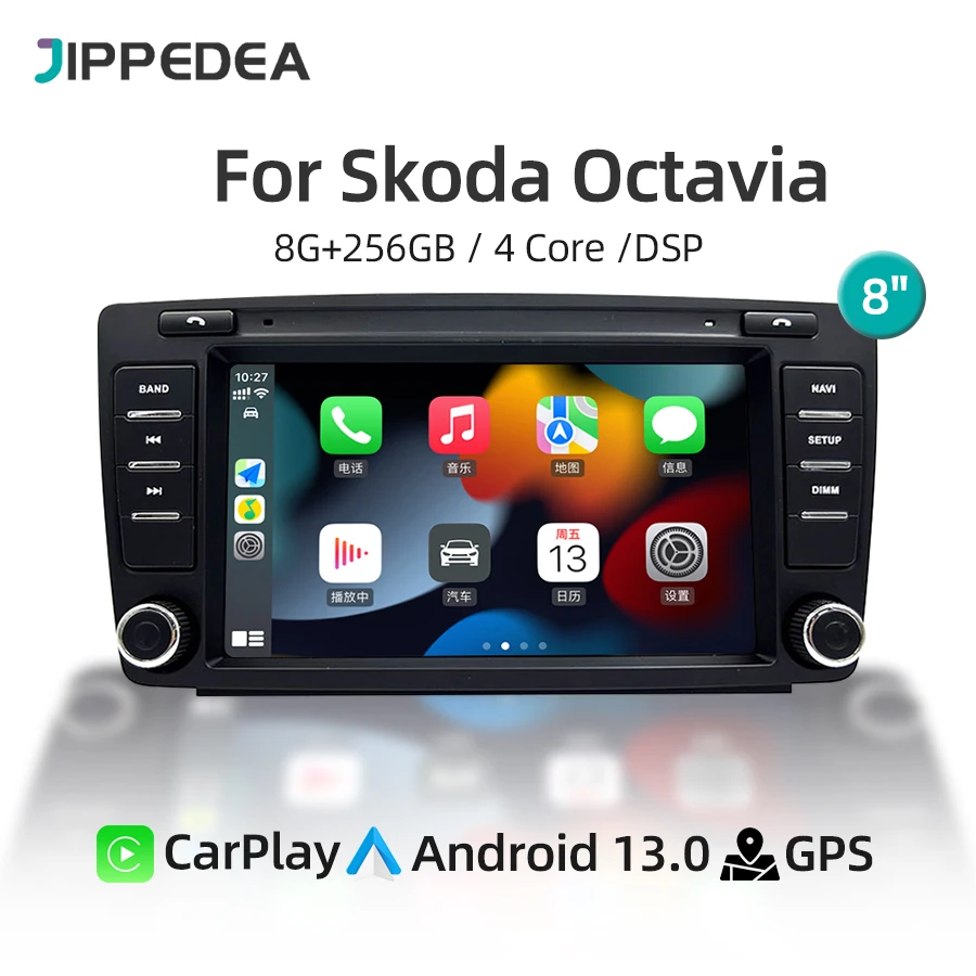 

Автомобильный мультимедийный плеер на Android 13,0 для CarPlay, GPS-навигация, Wi-Fi, Bluetooth, стерео, автомобильное радио для Skoda Octavia 2009-2015, головное устройство