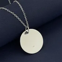 925 Sterling Silver Round Pendant Necklace, Ladies Couple Simple Luxury Banquet Wedding Birthday Jewelry Gift