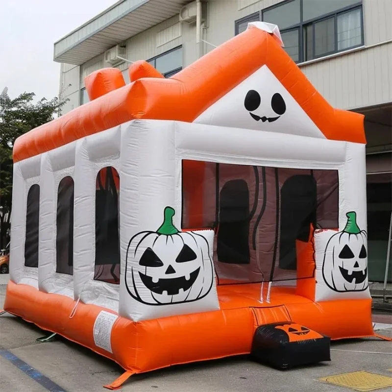 Casa de salto de halloween com escorregador castelo inflável brinquedo de festa de halloween casinha de salto de abóbora personalizada para aluguel de eventos