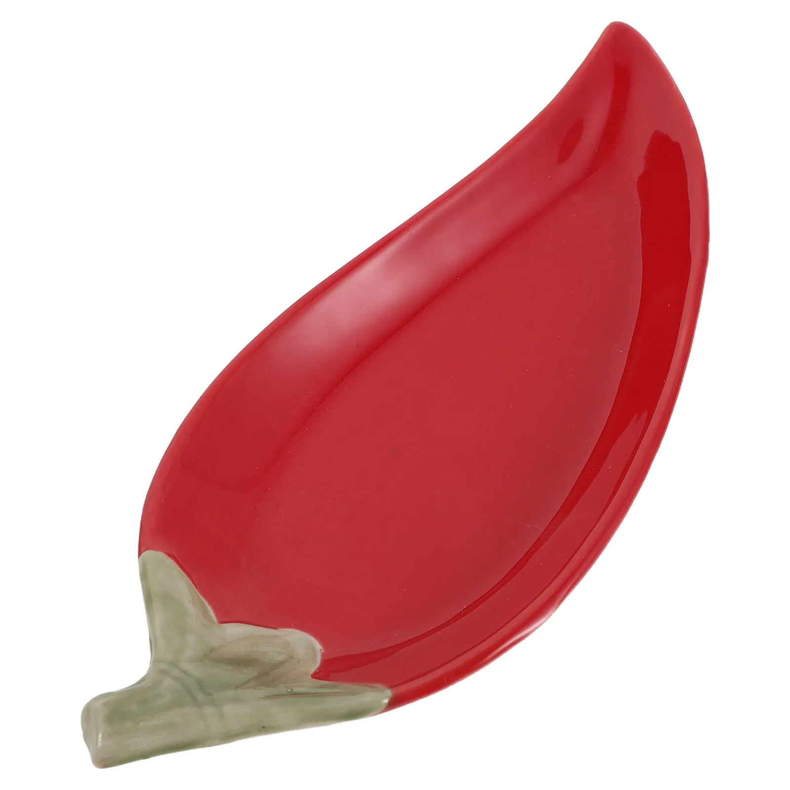 Red Ceramic Serving Platter Chili Pepper Shaped Tray Decorative Jewelry Holder Dish Vanity Bathroom Trinket Dish Fruit Plate