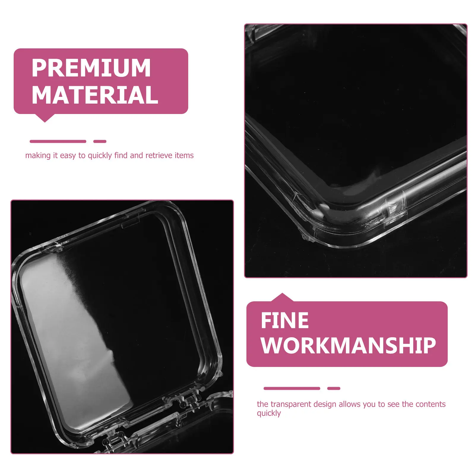 10pcs Clear Press-On Nail Storage Boxes – Transparent Square Organizer for Nails, Coins, Stamps & Badges