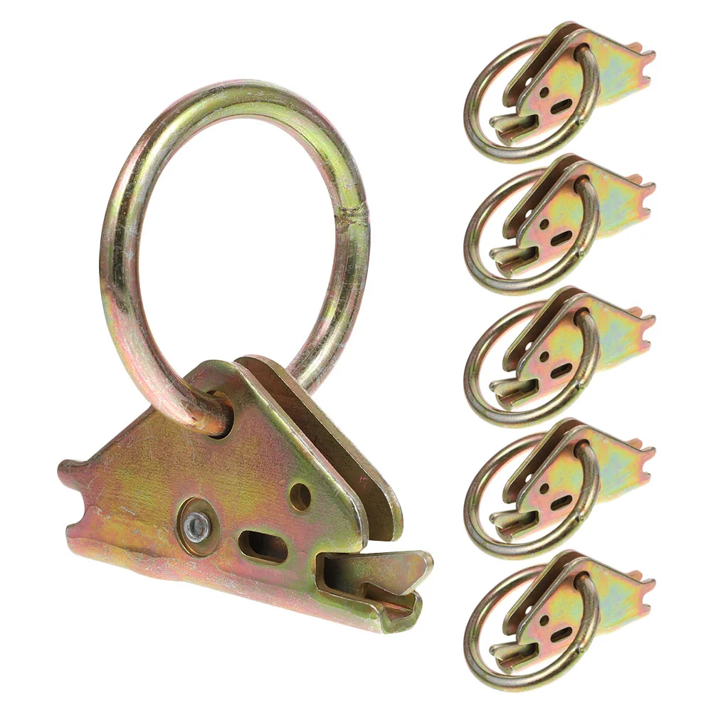 

6 Pcs Truck Rails Trailer Anchors Cargo Ring Tie down Rings Steel Hooks for Downs