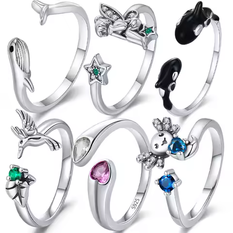 925 Sterling Silver Ring Whale Hummingbird Animal Ring Fashion Simple Jewelry For Women Fashion Daily Wear Romantic Gifts